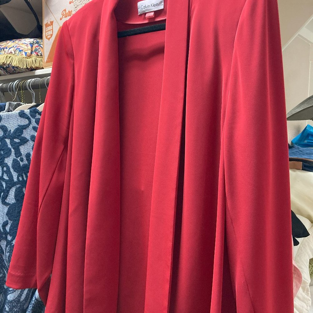 Calvin Klein Sophisticated Red Blazer, 1X